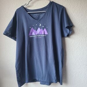 Life Is Good Navy Crusher T-Shirt with Purple Mountain Design Women's Size XL